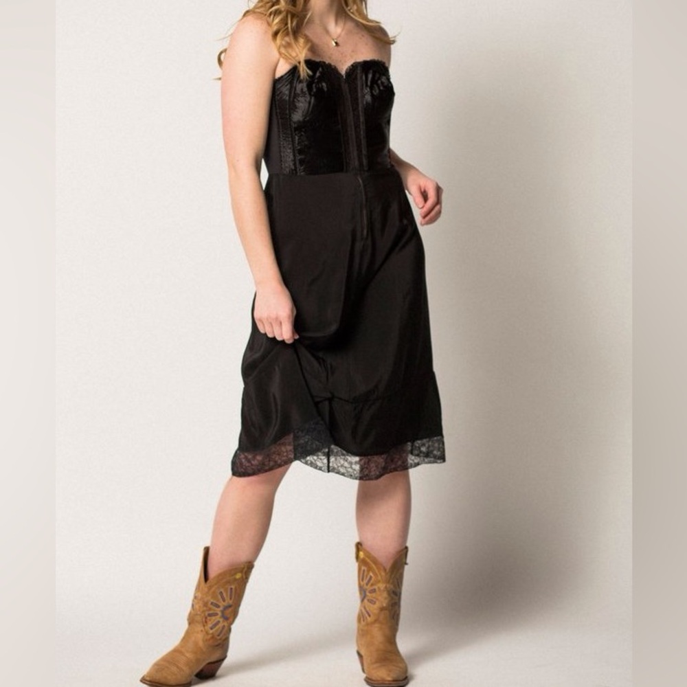Vintage 50s Gilead Black Slip Dress